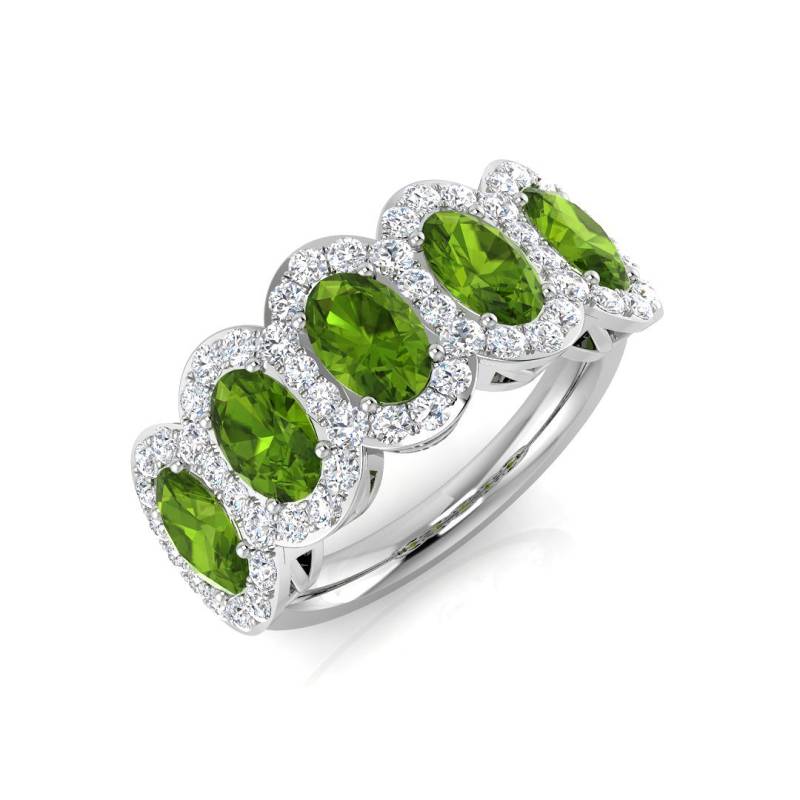 Emerald Cut Peridot Gemstone Bezel Set Ring